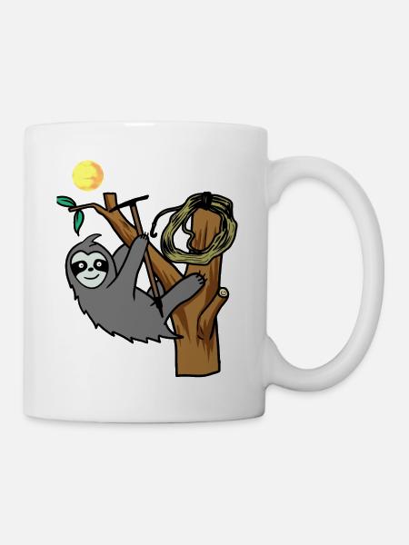 Faultier Wildnis Wildtier sportlich klettern - Tasse - Weiß