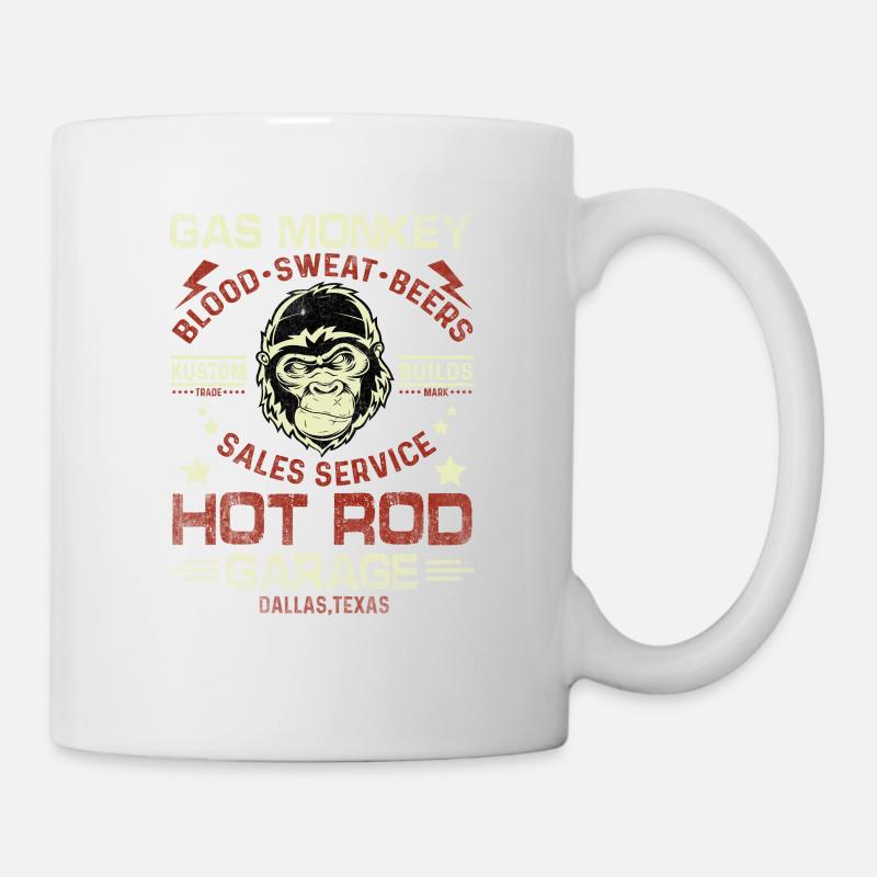 Monkey Garage Crossed Pistons Ribbon Distressed - Mug blanc - blanc
