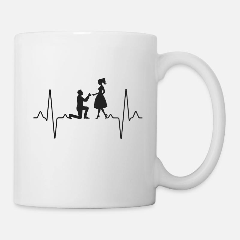 Heiratsantrag Herzschlag - Tasse - Weiß