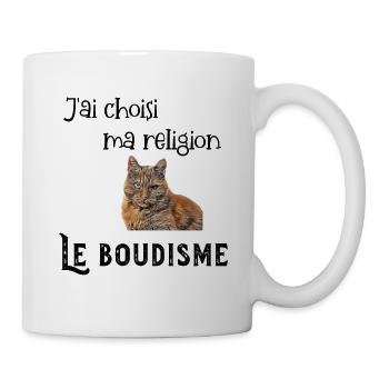 T.Shirt le boudisme ma religion chat boudeur - Mug blanc - blanc - Droite