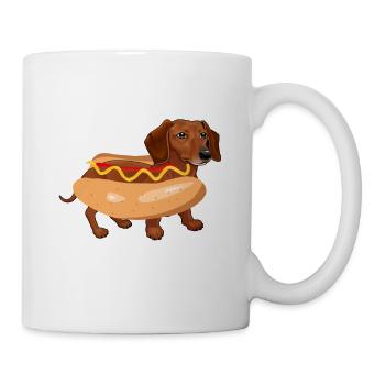 Funny Dog Dachshund Hot Dog Fast Food - Mug - white - Right