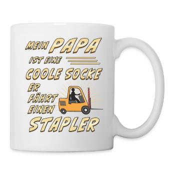 PAPA IST EINE COOLE SOCKE ER FÄHRT EINEN STAPLER - Tasse - Weiß - Rechts