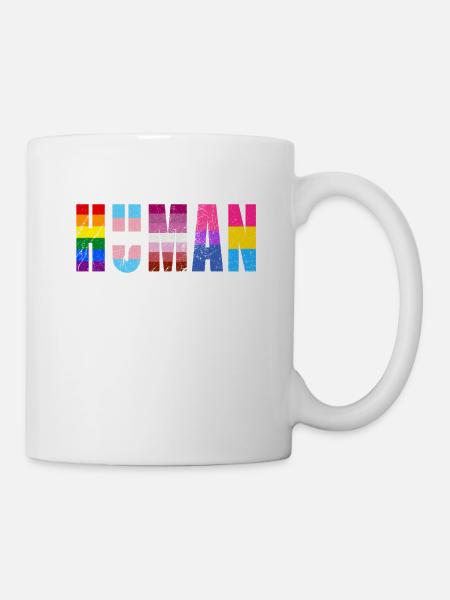 HUMAN LGBTQ Flag Colors Distressed - LGBTQ - Mug blanc - blanc