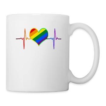 Battement de coeur de fierté LGBTQ - LGBTQ+ - Mug blanc - blanc - Droite