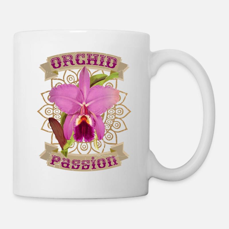 Orchidee, Orchideen, Vintage-Orchidee - Tasse - Weiß