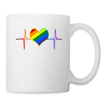 Battement de coeur de fierté LGBTQ - LGBTQ+ - Mug blanc - blanc - Droite