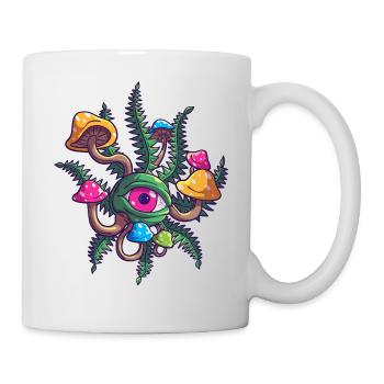 Magic Mushrooms Trippy Psychedelic Cannabis Weed A - Mug - white - Right