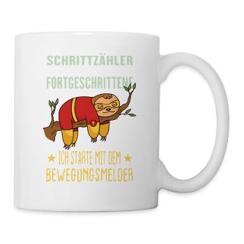 Schrittzähler Faultier Anti Laufen Faulpelz - Tasse - Weiß - Rechts