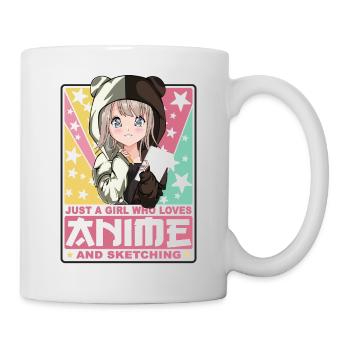 Kawaii Otaku - Cute Japanese Sketching Girl - Mug blanc - blanc - Droite
