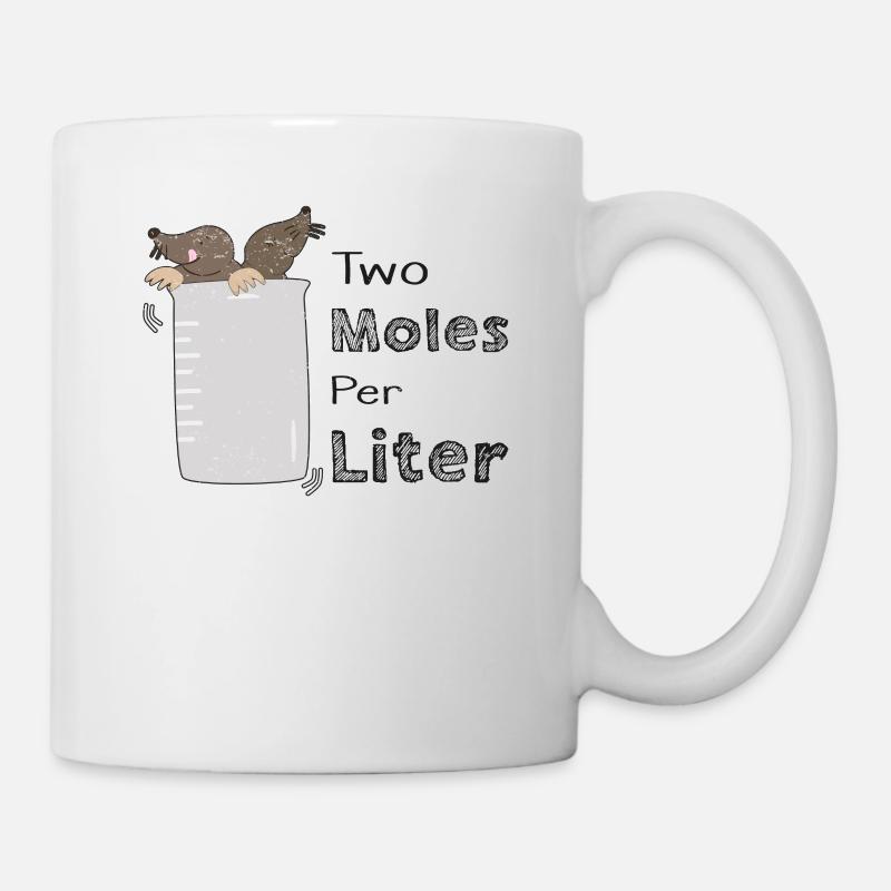 Chimiste laboratoire blagues de mots chimie Taupe litre pun - Mug blanc - blanc