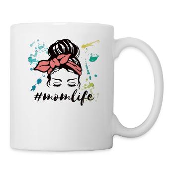 #momlife Best Mom Mother's Day Messy Bun Thank You Mommy - Mug - white - Right
