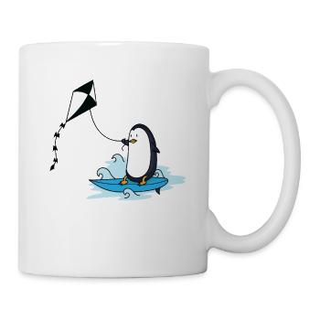 Pingouin au kite surf - Mug blanc - blanc - Droite