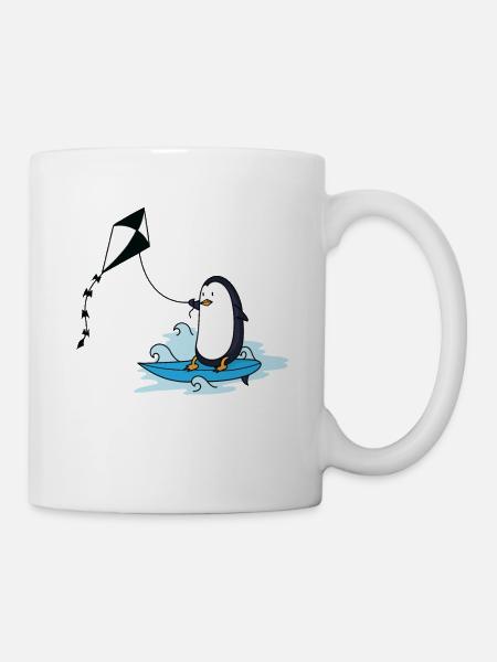 Pinguin beim Kite Surfing - Tasse - Weiß