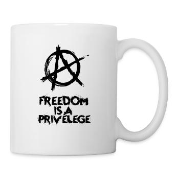 Symbole punk anarchie « La liberté est un privilège » - Mug blanc - blanc - Droite