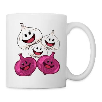cheerful garlic onion vegetables cook healthy - Mug - white - Right