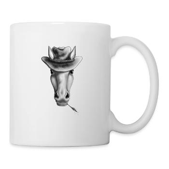 Western Pferd mit Cowboyhut - Tasse - Weiß - Rechts