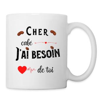 J'ai besoin d'un café - Humour café lover - Mug blanc - blanc - Droite