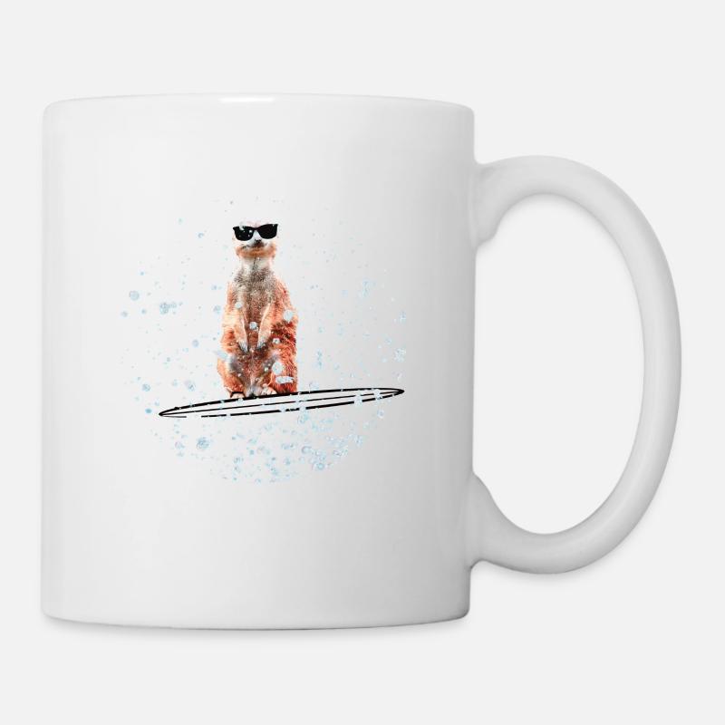 Erdmännchen putzig süß niedlich cool surfen Surfer - Tasse - Weiß