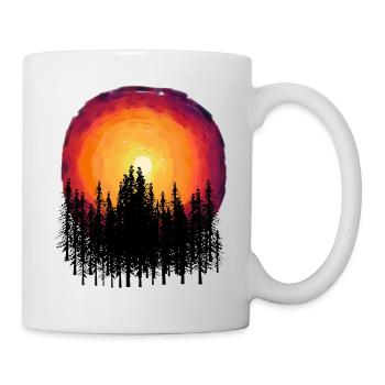 Wald Natur Flora Botanisch Sonnenuntergang Bäume - Tasse - Weiß - Rechts