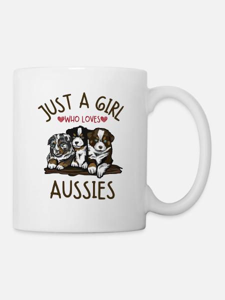 Aussie Lover Girl, Australian Shepherd Lover - Tasse - Weiß