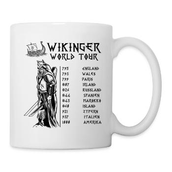 Kultiges Wikinger Herren Tshirt World Tour - Tasse - Weiß - Rechts