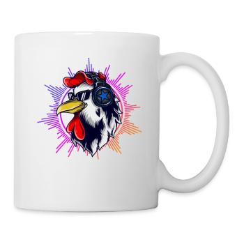 Lustiger Hühner Dj mit Sonnenbrille Musik - Tasse - Weiß - Rechts