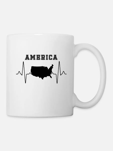 Amerika Herzschlag - Tasse - Weiß