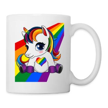 Licorne avec coeur de couleur LGBTQ - Fierté LGBTQ - Mug blanc - blanc - Droite