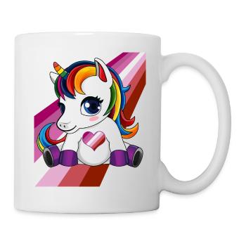 Einhorn mit Lesben Flagge Herz - LGBTQ Lesben - Tasse - Weiß - Rechts