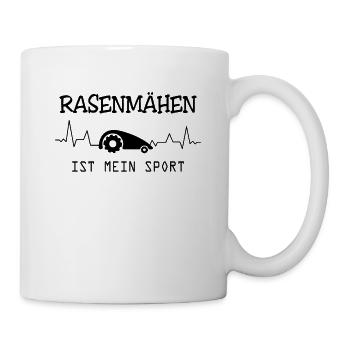 Rasenmähen ist mein Sport Mähroboter Herzschlag - Tasse - Weiß - Rechts