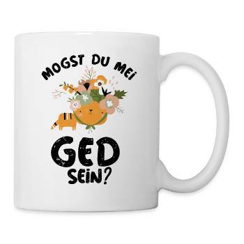 Mogst du mei Ged sein Patenonkel fragen Taufe Baby - Tasse - Weiß - Rechts