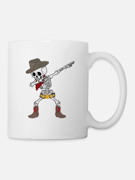 Dab Dance Skelett Cowboy Lustiges Halloween Kostüm - Tasse - Weiß