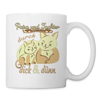 Papa und Tochter durch dick & dünn Katze - Tasse - Weiß - Rechts
