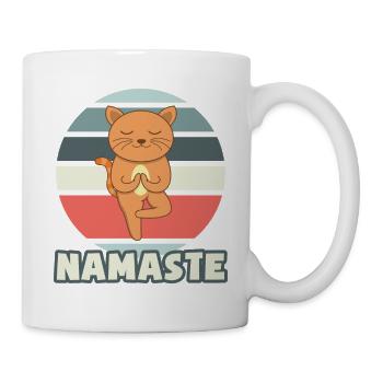 NAMASTE Yoga Katze Katzenbesitzer Yogalehrerin - Tasse - Weiß - Rechts