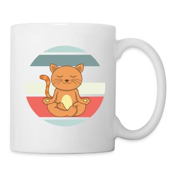 Namaste Meditierende Katze Yoga Katze - Tasse - Weiß - Rechts
