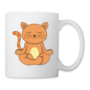 Namaste Meditierende Katze Yoga Katze - Tasse - Weiß - Rechts