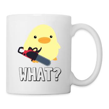 Qu’est-ce qu’il Canard avec tronçonneuse Meme Küken Idée cadeau - Mug blanc - blanc - Droite