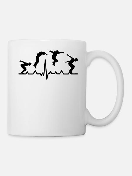 Parkour heartbeat parkour runner obstacle course - Mug - white
