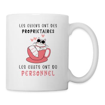 Humour Chat Chien Message drôle Animaux. Idée Cade - Mug blanc - blanc - Droite