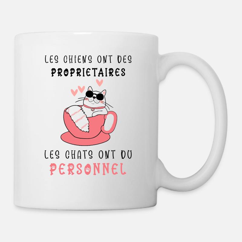 Humour Chat Chien Message drôle Animaux. Idée Cade - Mug blanc - blanc