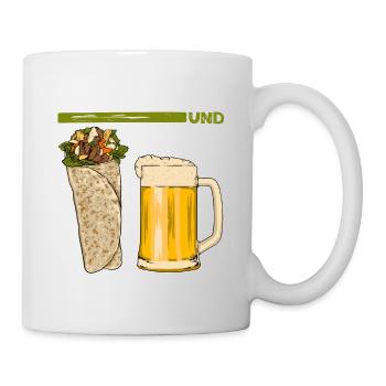 Shawarma und Bier Darum bin ich hier Design - Tasse - Weiß - Rechts