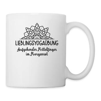 Aufgehender Mittelfinger im Morgenrot Yoga Mandala - Tasse - Weiß - Rechts