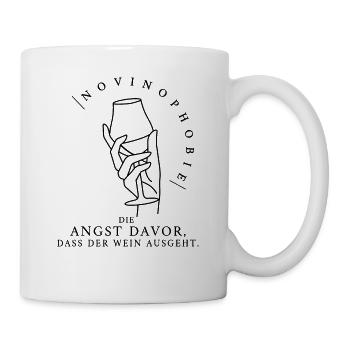 Novinophobie - Die Angst, dass der Wein ausgeht - Tasse - Weiß - Rechts
