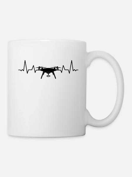 Drohnenpilot Herzschlag Drohne Kamera Quadrocopter - Tasse - Weiß