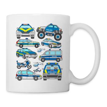 Polizeiauto Design Deutsche Polizei - Tasse - Weiß - Rechts
