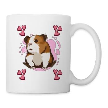 Meerschweinchen Pink Heart Design Guinea Pig - Tasse - Weiß - Rechts