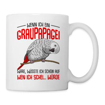 Graupapagei - Tasse - Weiß - Rechts