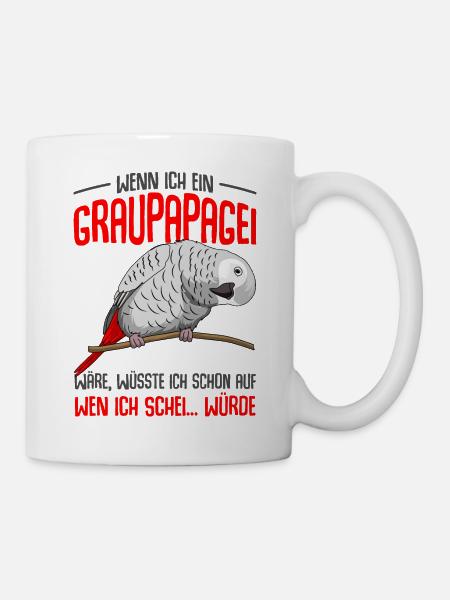 Graupapagei - Tasse - Weiß
