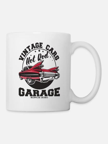 Hotrod Vintage Cars - Tasse - Weiß