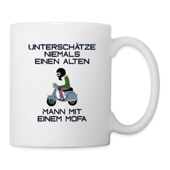 alter mann mit mofa Motorroller - Tasse - Weiß - Rechts